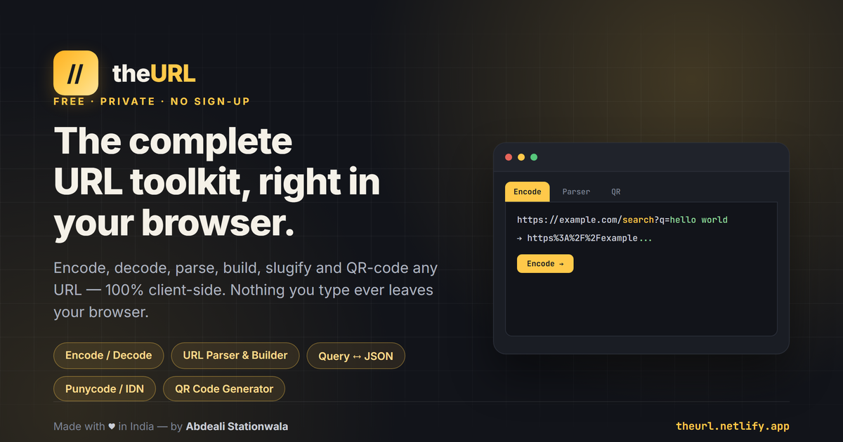 theURL — Abdeali Stationwala's URL encoder, decoder, parser and QR tool
